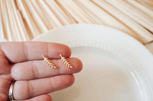 Gold Plated Brass Leaf Studs